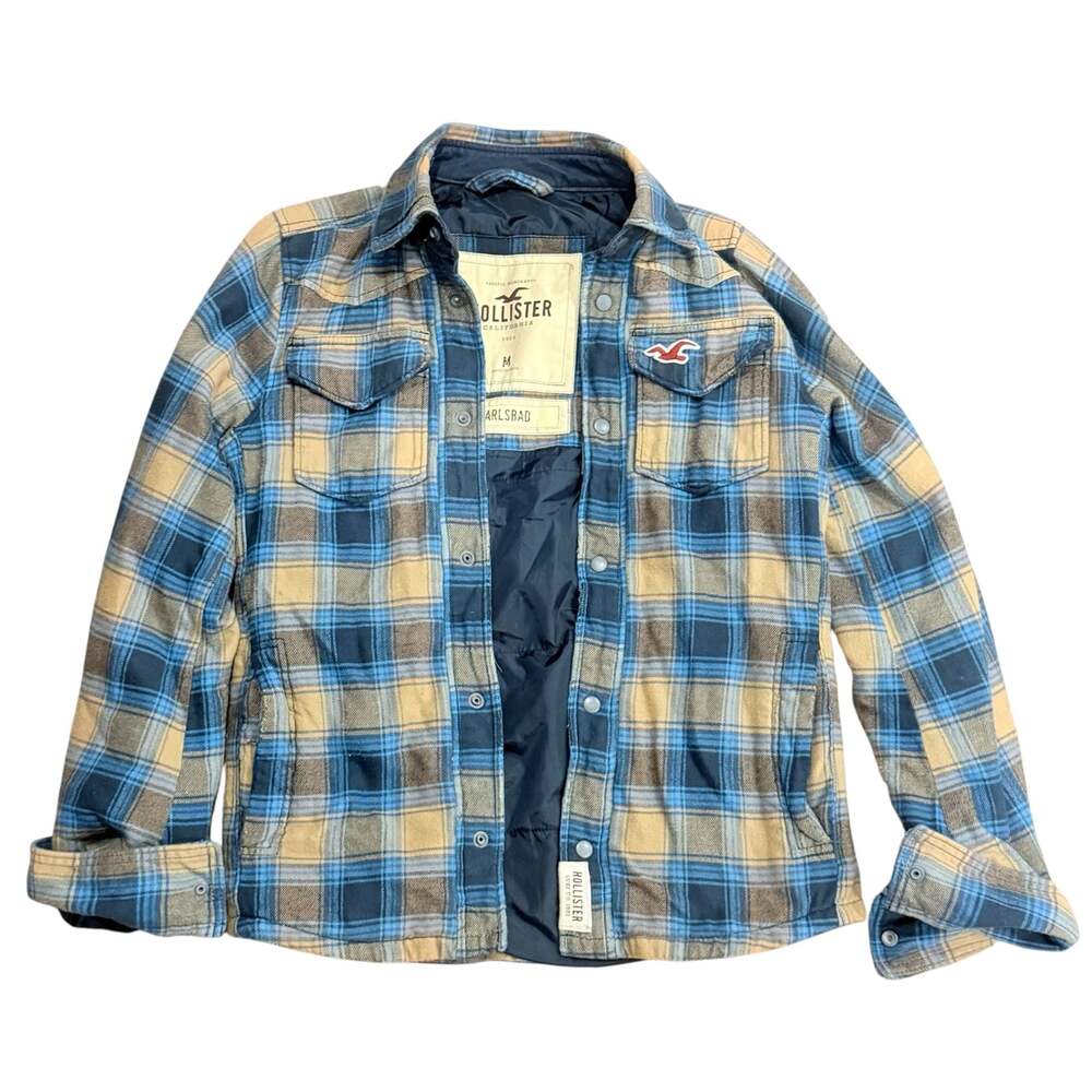 Hollister Carlsbad Quilted Lined Plaid Flannel Snap Button Jacket - Picture 1 of 7